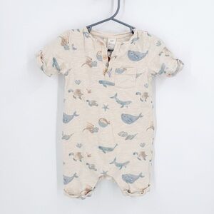 H&M Cream and Blue Bodysuit with Nautical Whale Print